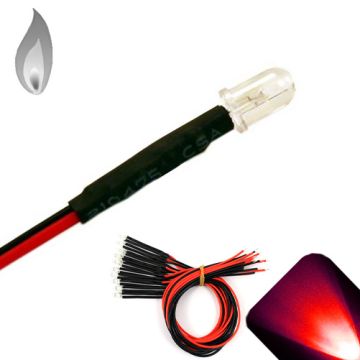 5mm 12v Pre-wired Flickering / Candle Red LED - Ultra Bright