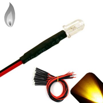 5mm 12v Pre-wired Flickering / Candle Yellow / Gold LED - Ultra Bright