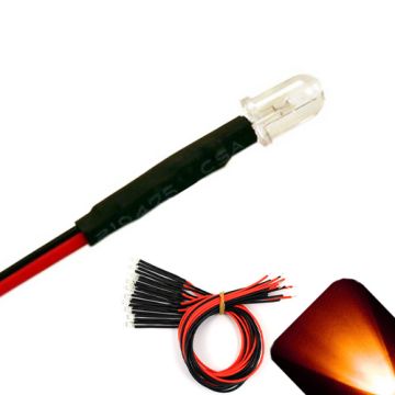 5mm 6v Pre-Wired Amber / Orange LED - Ultra Bright (3v, 4v, 5v, 6v)