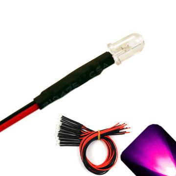 5mm 6v Pre-Wired Pink LED - Ultra Bright (4v, 5v, 6v)