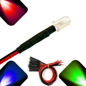 5mm 12v Pre-Wired Ultra Bright LED - RGB Fast Auto Change 6v 7v 8v 9v 10v 11v
