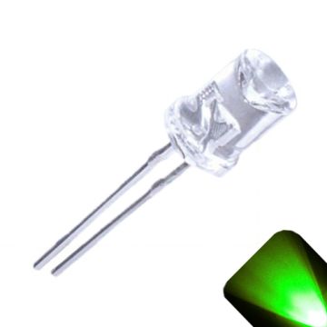 5mm Flat Top Concave Wide Angle Pure Green LED - Similar to Christmas LED Lights
