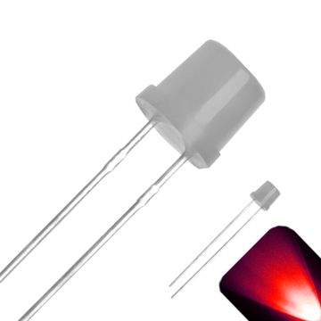 5mm Flat Top with Frosted Diffused Lens LED - Red LED - Ultra Bright