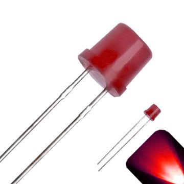 5mm Diffused Flat Top Wide Angle Red LED - Wide Angle