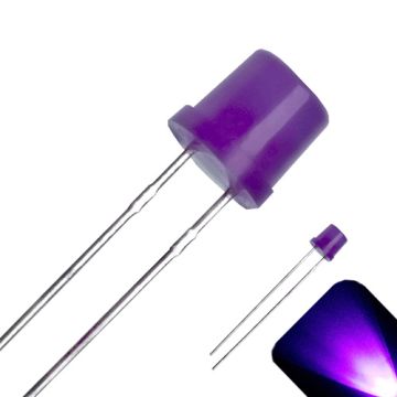 5mm Diffused Flat Top Wide Angle UV / Purple LED - Wide Angle