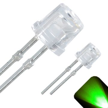 5mm Flat Top Wide Angle Pure Green LED - Wide Angle