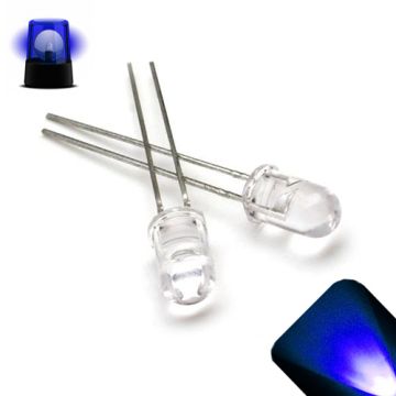 5mm Round Top Blue Fast Flashing 2Hz LED - Super Bright