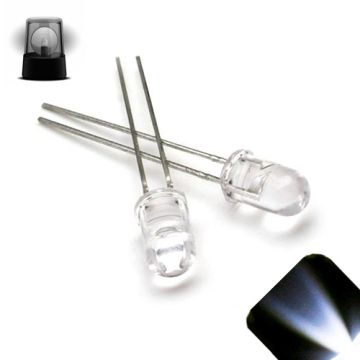 5mm Round Top Cool Clear White Fast Flashing 2Hz LED - Super Bright