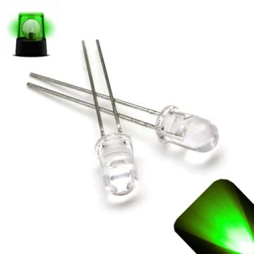 5mm Round Top Pure Green Slow Flashing 1Hz LED - Ultra Bright