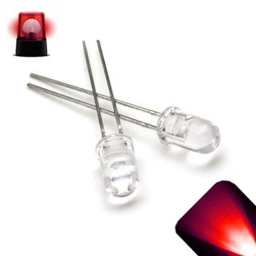 5mm Round Top Red Fast Flashing 2Hz LED - Super Bright