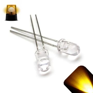 5mm Round Top Yellow / Gold Slow Flashing 1Hz LED - Ultra Bright