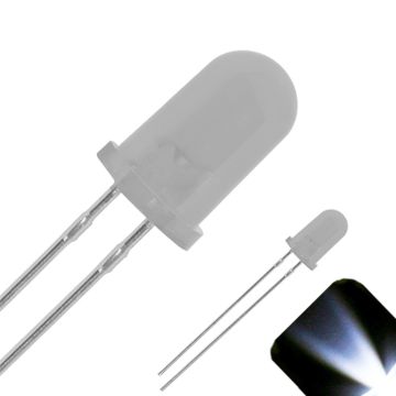 5mm Round Top with Frosted Lens LED - Cool Clear White LED - Ultra Bright