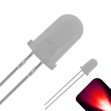 5mm Round Top with Frosted Lens LED - Red LED - Ultra Bright