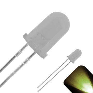 5mm Round Top with Frosted Lens LED - Warm / Soft White LED - Ultra Bright