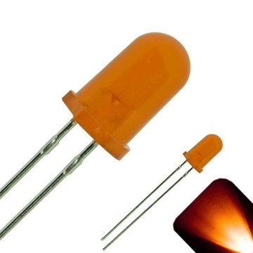 5mm Round Top Diffused Amber / Orange LED - Ultra Bright