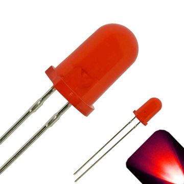 5mm Round Top Diffused Red LED - Ultra Bright