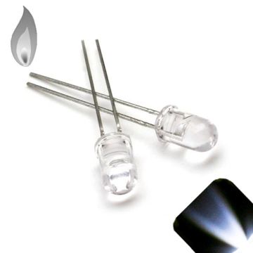 5mm Round Top Cool Clear White Candle / Flicker LED - Super Bright