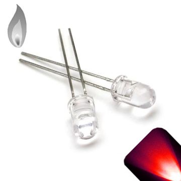 5mm Round Top Red Candle / Flicker LED - Super Bright