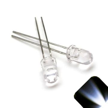 5mm Round Top Cool / Clear White LED -  Ultra Bright