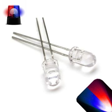 5mm Round Top – Blue / Red Alternating Flashing LED – 1.5Hz - Ultra Bright