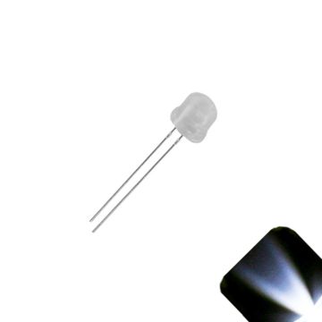 4.8mm / 5mm Straw Hat with Frosted Diffused Lens LED - Cool Clear White LED - Ultra Bright