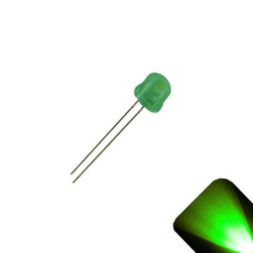 5mm / 4.8mm Diffused Straw Hat Wide Angle Pure Green LED - Wide Angle