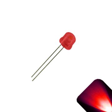 5mm / 4.8mm Diffused Straw Hat Wide Angle Red LED - Wide Angle