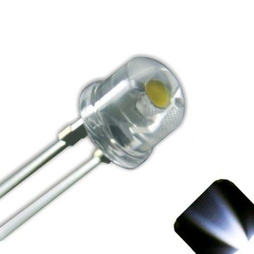 5mm Straw Hat Wide Angle Cool / Clear White LED - Ultra Bright