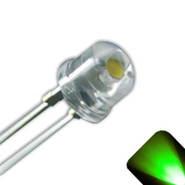 5mm Straw Hat Wide Angle Pure Green LED - Ultra Bright