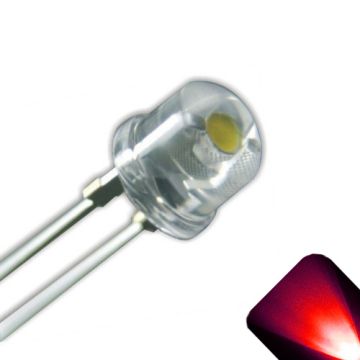 5mm Straw Hat Wide Angle Red LED - Ultra Bright
