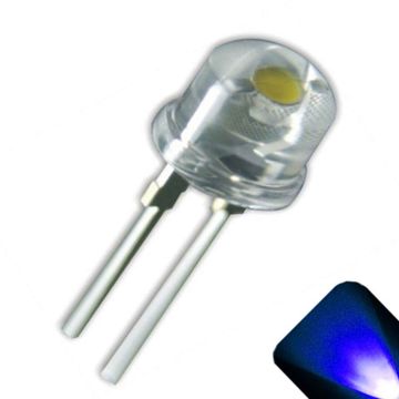 8mm Straw Hat Wide Angle Blue LED - Ultra Bright .5 Watt