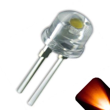 8mm Straw Hat Wide Angle Orange / Amber LED - Ultra Bright .5 Watt
