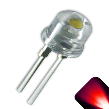 8mm Straw Hat Wide Angle Red LED - Ultra Bright .5 Watt