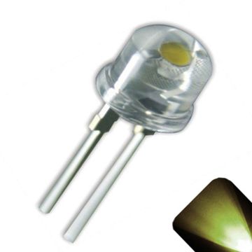 8mm Straw Hat Wide Angle Warm / Soft White LED - Ultra Bright .5 Watt
