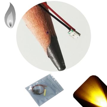 12v 0807 / 0805 Micro Candle / Flickering SMD Wide Angle Pre-Wired Yellow / Gold LED - Ultra Bright - 5 Pack - (10v, 11v, 12v, 13v, 14v, 15v, 16v, 17v, 18v)