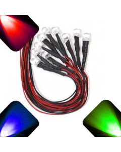 10mm 12v Pre-Wired Ultra Bright LED - RGB Slow Auto Change - 6v 7v 8v 9v 10v 11v