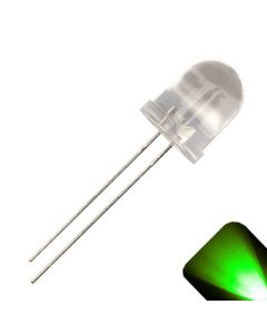 10mm Round Top Pure Green LED -  Ultra Bright