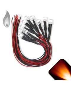10mm 12v Pre-wired Flickering / Candle Amber / Orange LED - Ultra Bright