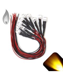 10mm 12v Pre-wired Flickering / Candle Yellow / Gold LED - Ultra Bright