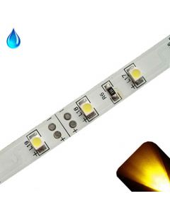 Yellow/Gold - PLCC2/3528 12V LED Strip - Adhesive Backing - Water Resistant - 5 Meter Reel / Roll