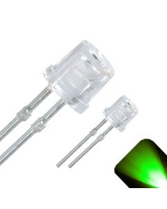 3mm Flat Top Wide Angle Pure Green LED - Ultra Bright