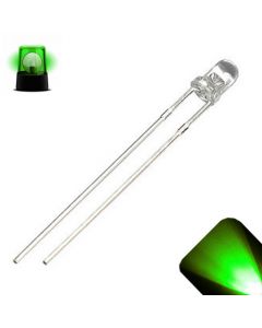 3mm Round Top Pure Green Fast Flashing 2Hz LED - Super Bright