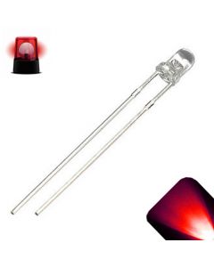 3mm Round Top Red Fast Flashing 2Hz LED - Super Bright