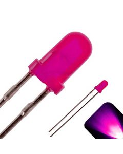 3mm Round Top Diffused Pink LED - Ultra Bright