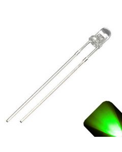 3mm Round Top Pure Green LED - Ultra Bright