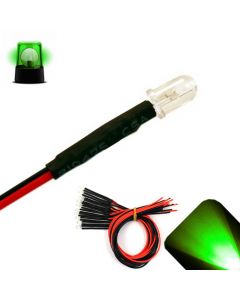 5mm 12v Pre-wired Flashing Pure Green LED - Ultra Bright