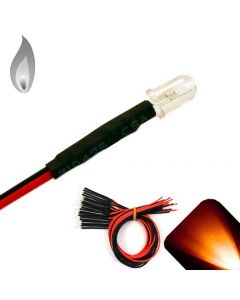 5mm 12v Pre-wired Flickering / Candle Amber / Orange LED - Ultra Bright