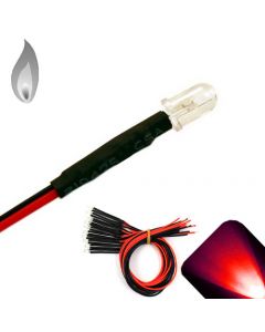 5mm 12v Pre-wired Flickering / Candle Red LED - Ultra Bright