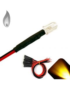 5mm 12v Pre-wired Flickering / Candle Yellow / Gold LED - Ultra Bright