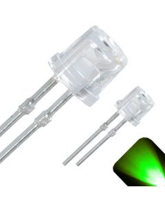 5mm Flat Top Wide Angle Pure Green LED - Wide Angle